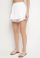 Spodenki damskie - Białe Bawełniane Spódnico-Szorty z Falbankami Turena - miniaturka - grafika 1
