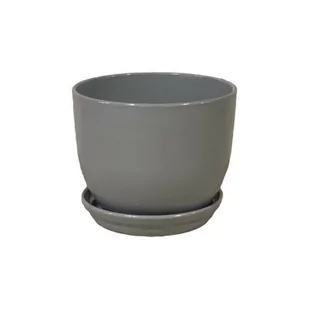 Doniczka Classic z podstawką 16,5 cm ceramiczna szara - Donice - miniaturka - grafika 1