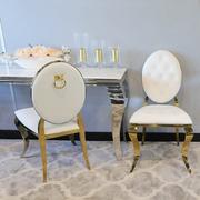 Krzesła - Krzesło Ludwik II Gold glamour white z kołatką - złote krzesła pikowane guzikami - miniaturka - grafika 1
