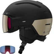 Kaski narciarskie - Salomon, Driver Prime Sigma Plus, kask narciarski z daszkiem, czarny/brązowy - miniaturka - grafika 1