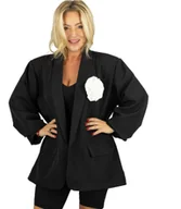 Marynarki i żakiety damskie - Marynarka oversize z odpinaną różą i marszczonymi rękawami ROSA - miniaturka - grafika 1