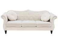 Sofy i kanapy - Sofa 3-osobowa welurowa beżowa SKIEN - miniaturka - grafika 1