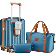 Walizki - Joyway 3-częściowy zestaw walizek podręcznych turkusowo-brązowy - miniaturka - grafika 1