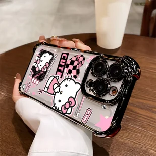 TEMU Sanrio Urocze Różowe Etui na Telefon z Hello Kitty, Pasujące do iPhone' 15 14 11 Pro XR XS 7 Plus, Przezroczyste i Odporna na Wstrząsy Miękka - Etui i futerały do telefonów - miniaturka - grafika 1