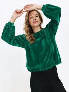 Zielona welurowa bluza damska - Bluzy damskie - miniaturka - grafika 1