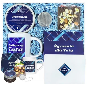 Gotowy zestaw prezentowy „dla Taty“ herbaty smakowe kubek zaparzacz herbata PREMIUM czekolada z orzechami prezent upominek na Dzień Ojca dla taty fa.. - Zestawy upominkowe - miniaturka - grafika 1
