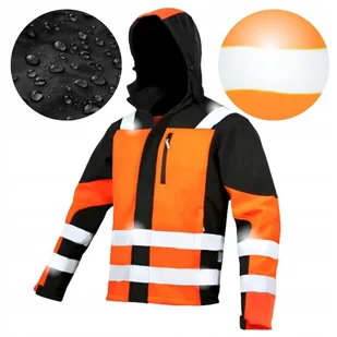 Kurtka robocza męska SOFTSHELL ODBLASKOWA Wodoodporna ostrzegawcza kaptur - Odzież robocza - miniaturka - grafika 1