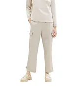 Spodnie damskie - TOM TAILOR Damskie spodnie cargo Barrel Fit, 16339-Clouds Grey, 36W / 28L - miniaturka - grafika 1