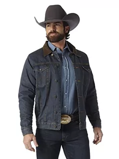 Kurtki męskie - Wrangler Western Style Męska kurtka dżinsowa z podszewką, Dżins/Koc, XL wysoki - grafika 1