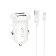 Ładowarki samochodowe - XO ŁADOWARKA SAMOCHODOWA CC67 12W 2X USB CZARNA + KABEL USB - USB-C - miniaturka - grafika 1