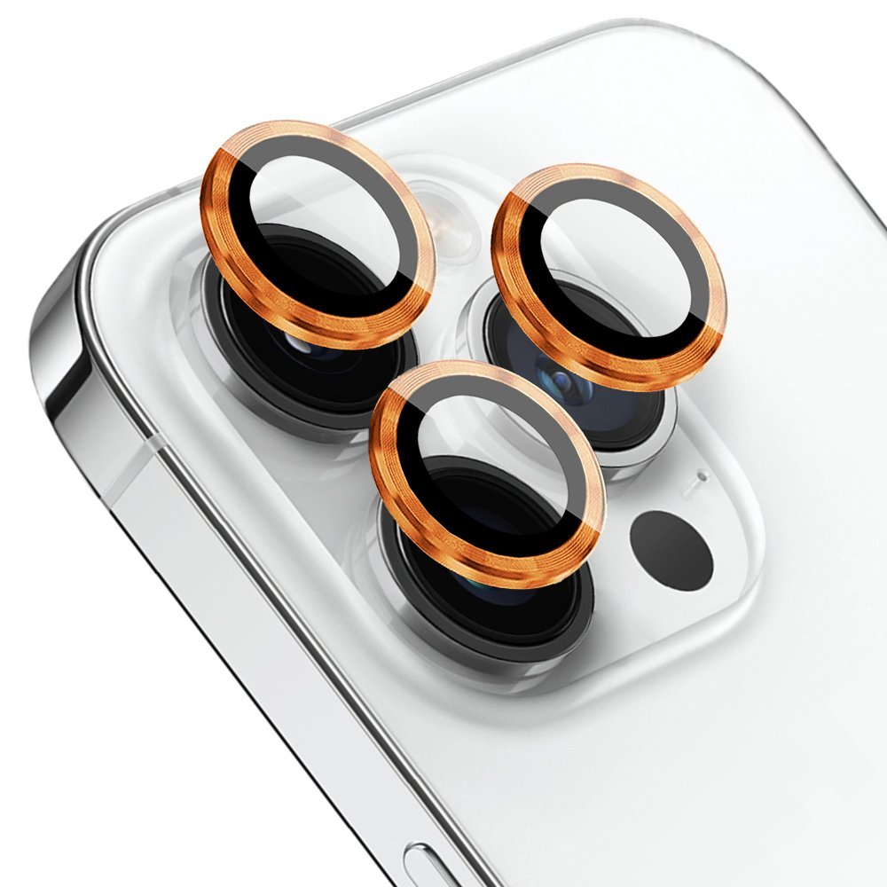 Osłona aparatu, szkło 9H do iPhone 14 Pro, 1 zestaw, pomarańczowa
