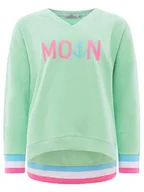 Bluzy damskie - Zwillingsherz Bluza "MoinZH" w kolorze różowo-miętowym - miniaturka - grafika 1