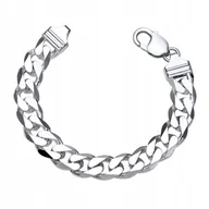 Bransolety męskie - Gruba Srebrna Bransoletka Męska Pancerka Srebro 925 Diamentowana 12Mm Pełna - miniaturka - grafika 1
