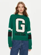 Swetry damskie - Guess Jeans Sweter W4BR11 Z3HN2 Zielony Regular Fit - miniaturka - grafika 1