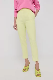 Spodnie damskie - Pinko spodnie damskie kolor zielony fason cygaretki high waist - grafika 1