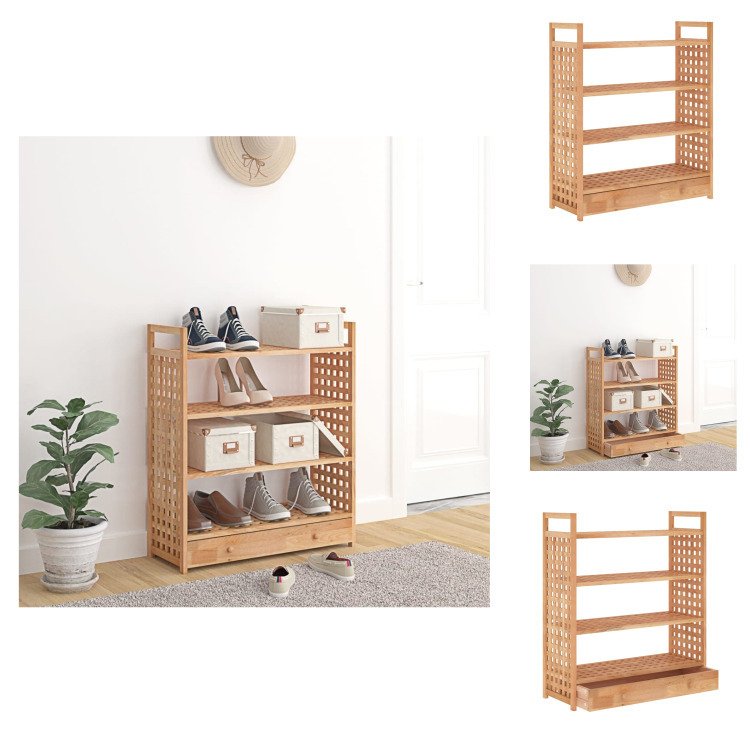 vidaXL Stojak na buty z szufladą 70x27x81 cm lity orzech - Stojaki i szafki na buty