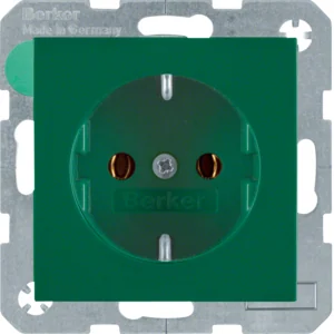B.Kwadrat/B.3/B.7 Berker Gniazdo SCHUKO zaciski śrubowe, zielony, połysk - Gniazdka elektryczne - miniaturka - grafika 1