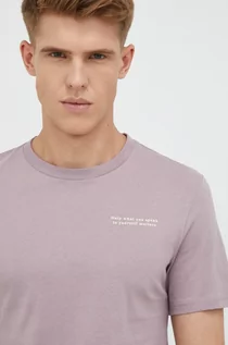Koszulki męskie - Outhorn t-shirt bawełniany kolor fioletowy z nadrukiem - grafika 1