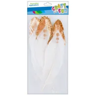 Pozostałe akcesoria dla plastyków - Craft with Fun Ozdoba dekoracyjna Piórka 17-22cm 4szt Biel/zl 20/600 - miniaturka - grafika 1