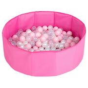 Suche baseny - Selonis, suchy basen składany z piłeczkami 6cm różowy: pudrowy róż-perła-transparent 80x23/200piłek - miniaturka - grafika 1