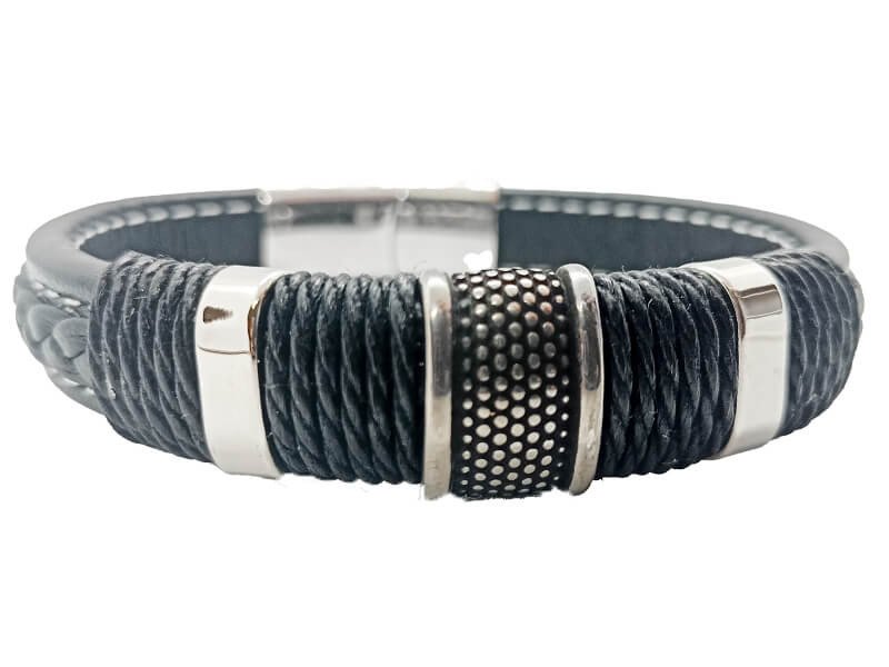 Bransoletka męska ze stali chirugicznej warkocz