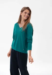 Luźny sweter z dekoltem w serek S-JOY - Swetry damskie - miniaturka - grafika 1