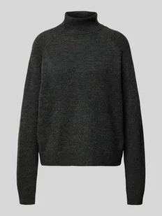 Sweter z wywijanym kołnierzem o kroju regular fit z długimi raglanowymi rękawami model ‘JULIANA’ - Swetry damskie - miniaturka - grafika 1