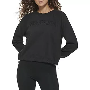 Swetry damskie - DKNY Damski sportowy sweter damski Dropout Mirror Logo Crew Neck/Bungees, czarny, L - grafika 1