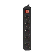 Listwy zasilające - Listwa przedluzacz 1.5m 5x230 c PS1-05F-0150-BK - miniaturka - grafika 1