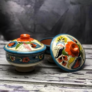 Cukiernica ceramiczna ręcznie zdobiona „Polna łąka 1” średnica 11,5cm - Cukiernice - miniaturka - grafika 1