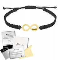 Bransoletki - Bransoletka Złota dla Mamy Nieskończoność Srebro 925 Grawer Makrama - miniaturka - grafika 1