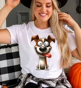 Koszulki i topy damskie - Biała damska koszulka z nadrukiem smieszne7 - miniaturka - grafika 1