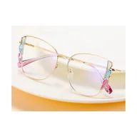 Okulary korekcyjne, oprawki, szkła - Damskie kocie okulary zerówki do komputera BLUE LIGHT z flexami 25129B - miniaturka - grafika 1