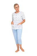 Bielizna nocna - PIŻAMA DAMSKA 4XL NIEBIESKA KRÓTKI RĘKAW SPODNIE 3/4 BAWEŁNA DMUCHAWCE - miniaturka - grafika 1