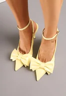 Sandały damskie - Żółte Sandały Vices na Szpilce Slingback Ozdobione Kokardą Tilvanea - miniaturka - grafika 1