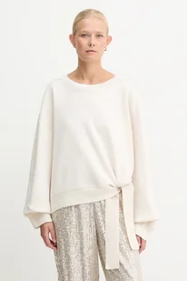 BOSS bluza damska kolor beżowy gładka 50550338 - Bluzy damskie - miniaturka - grafika 1