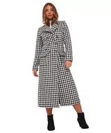 Płaszcze damskie - Joe Browns Damski długi monochromatyczny płaszcz w kratkę dwurzędowy, wielobarwny, 12, czarny/biały, 38 - miniaturka - grafika 1