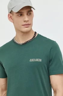 Koszulki męskie - Jack & Jones t-shirt bawełniany kolor zielony - grafika 1