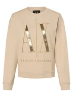 Bluzy damskie - Armani Exchange Bluza damska Kobiety Bawełna beżowy nadruk, XS - miniaturka - grafika 1