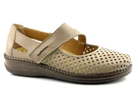 Półbuty damskie - Ażurowe półbuty damskie o wyższej tęgości - Axel Kosela 1879/9879, beżowe - AXEL - miniaturka - grafika 1