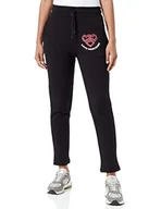 Spodnie damskie - Love Moschino Damskie spodnie do biegania o regularnym kroju z łańcuszkiem w kształcie serca, styl casual, czarny, 42 - miniaturka - grafika 1