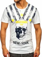 Koszulki męskie - Biały T-shirt męski z nadrukiem Denley Y70006 - miniaturka - grafika 1