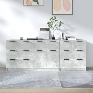 3-częściowa komoda, betonowa szarość, materiał drewnopochodny - Komody - miniaturka - grafika 1