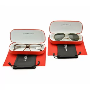 ZESTAW 6 PRODUKTÓW - 2x Etui na okulary czerwone + 2x Ściereczka z mikrofibry + 2x Pokrowiec - Akcesoria do okularów - miniaturka - grafika 1