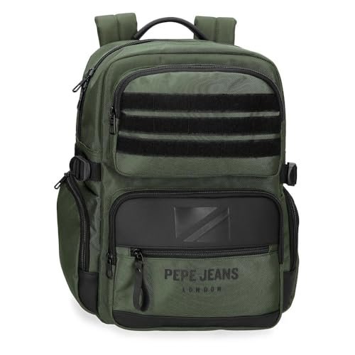 Pepe Jeans Bromley Plecak Przenośny Przenośny 15,6 cala Zielony 28x40x16 cm Poliester 20,46L by Joumma Bags, Zielony, Talla única, Regulowany plecak