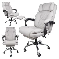 Fotele i krzesła biurowe - Fotel biurowy obrotowy MASTER z podnóżkiem i masażerem - szary MATERIAŁ KO32SZ - miniaturka - grafika 1