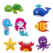 Dekoratorstwo - Zwierzęta oceanu Syrenka - filcowy zestaw kreatywny do szycia DIY - miniaturka - grafika 1