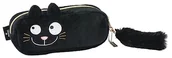 Piórniki - moses. Ed, The Cat piórnik w kształcie kota, teczka na długopisy w kolorze czarnym, z poliestru, mała torebka do przechowywania z zamkiem błyskawicznym i karabińczykiem na odpinanym breloku - miniaturka - grafika 1