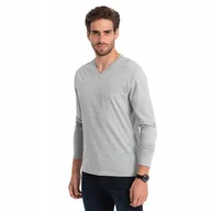 Koszulki męskie - Koszulka męska Longsleeve 100% bawełna szary melanż V7 OM-LSBL-0108 r. XXL - miniaturka - grafika 1
