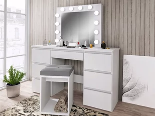 Toaletka kosmetyczna do sypialni z oświetleniem Beta 4 12 LED biała - Toaletki - miniaturka - grafika 1